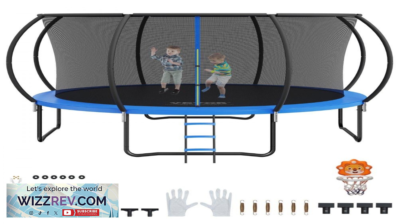 Thumbnail for VEVOR 14FT Trampoline 450 lbs Trampoline with Enclosure Net Ladder and Curved