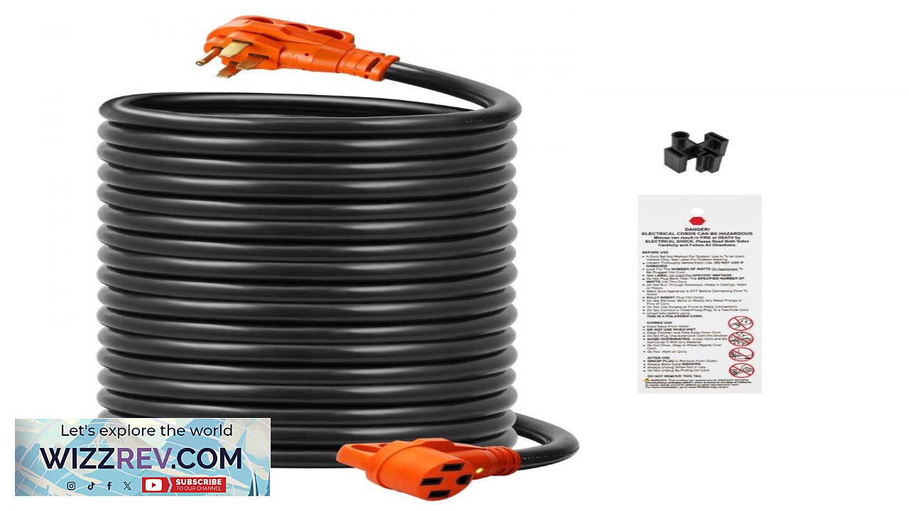 Thumbnail for VEVOR 50ft RV Extension Cord Power Cord 50Amp NEMA 14 50R NEMA 14 50P ETL