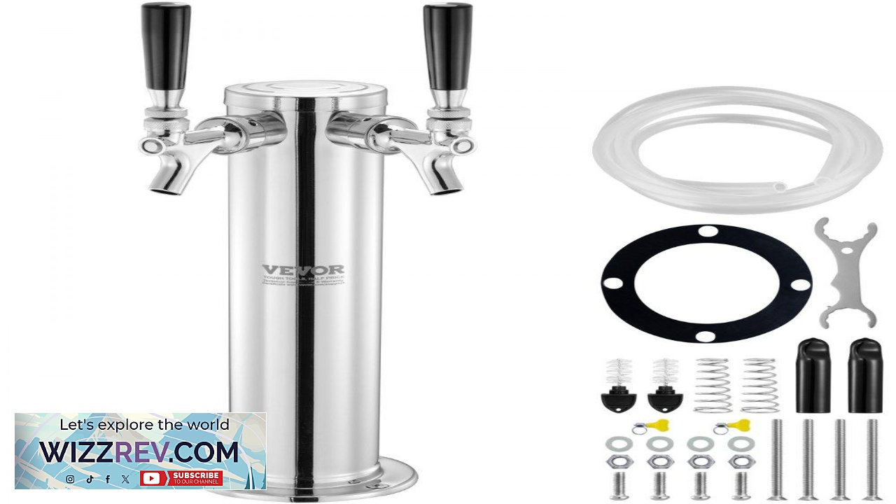 Thumbnail for VEVOR Dual Taps Draft Beer Tower Dispenser Stainless Steel Keg Beer Tower