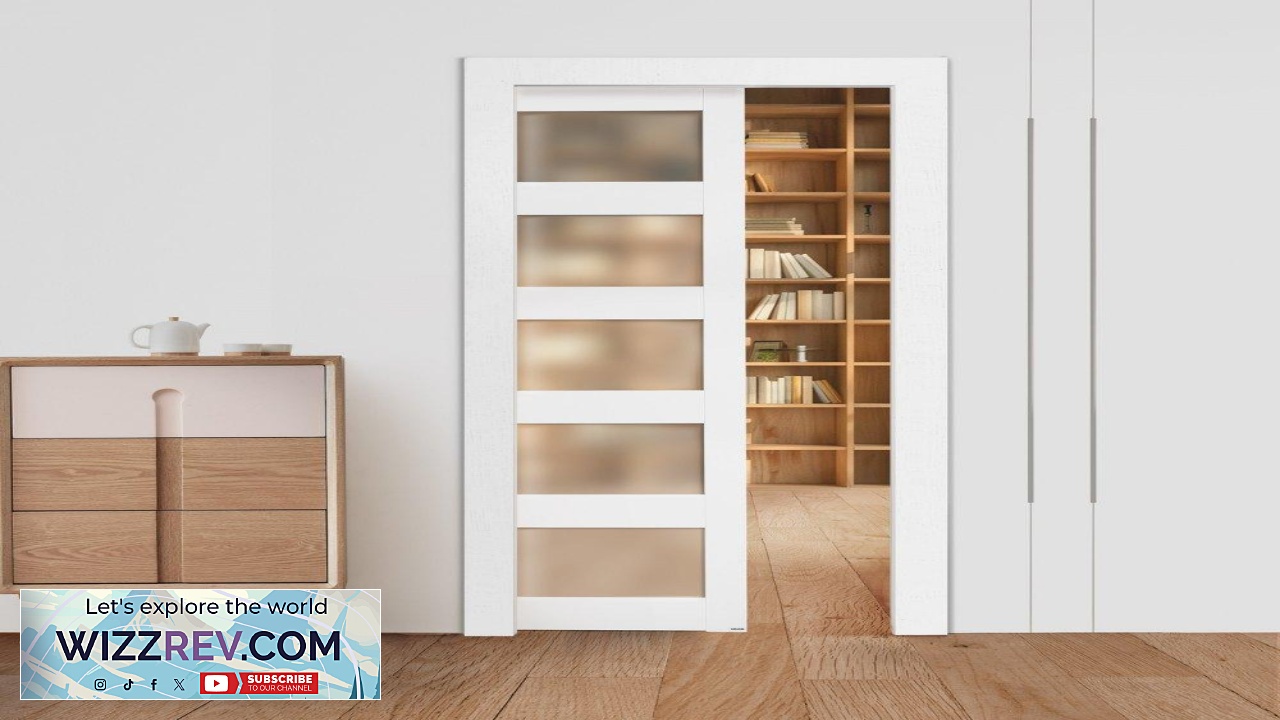 Thumbnail for VEVOR Pocket Door 36 x 80  5 Lite Frosted Glass MDF