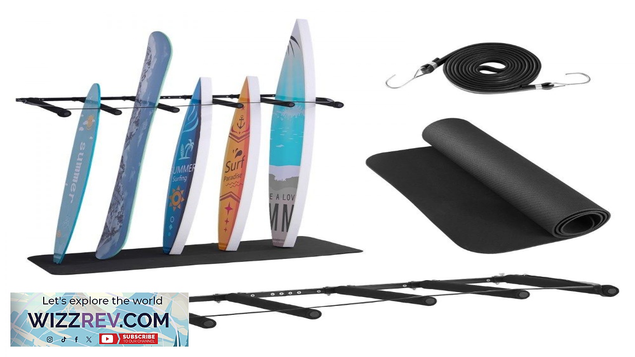 Thumbnail for VEVOR Wall Mounted Surfboard Rack 5 Tiers 7.6 ft Rope