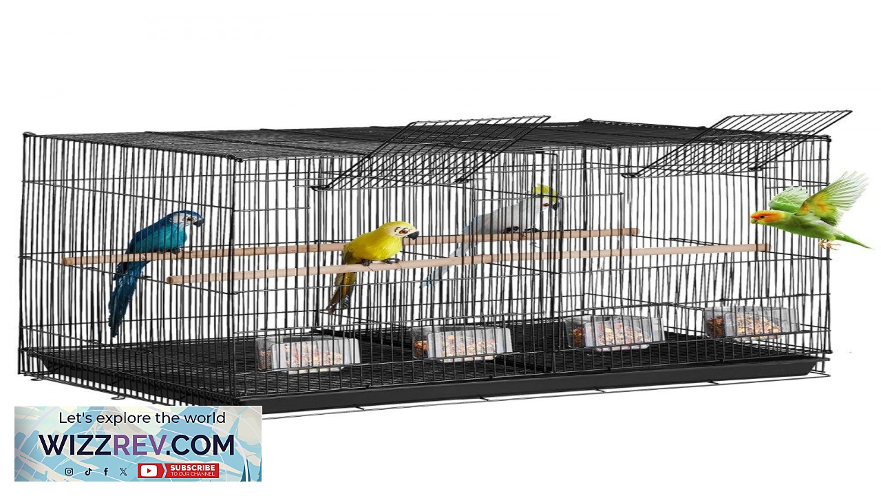 Thumbnail for VEVOR Black Bird Cage  30"x18"x18" with Divider 2 Doors