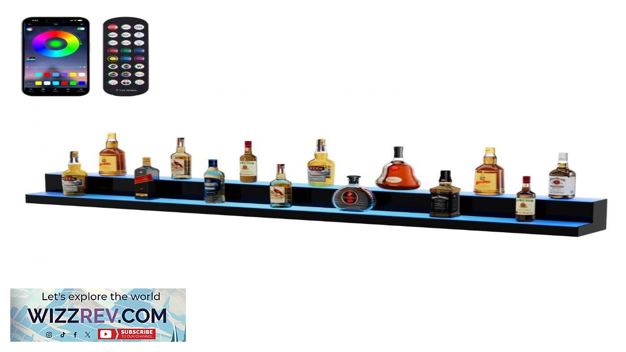 Thumbnail for VEVOR 2 Tier LED Liquor Shelf  72" 16 lbs 26 ft