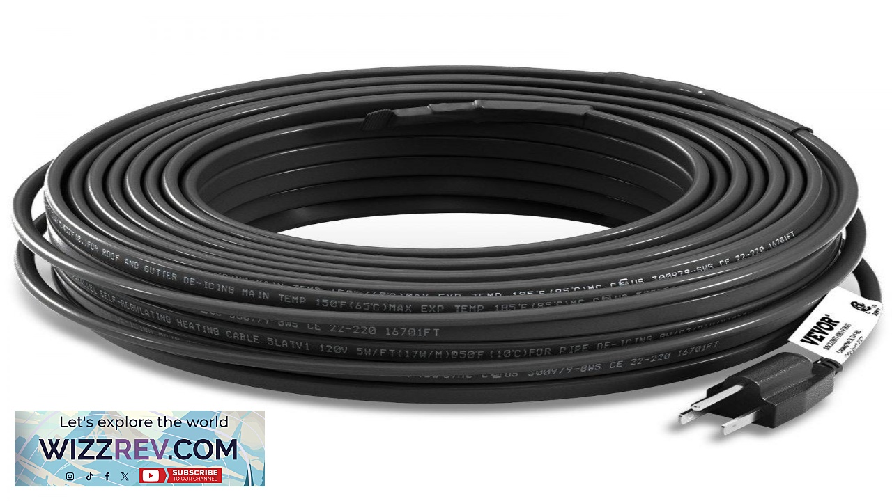 Thumbnail for VEVOR Self Regulating Pipe Heating Cable 80 feet 5W ft Heat Tape for Pipes Roof