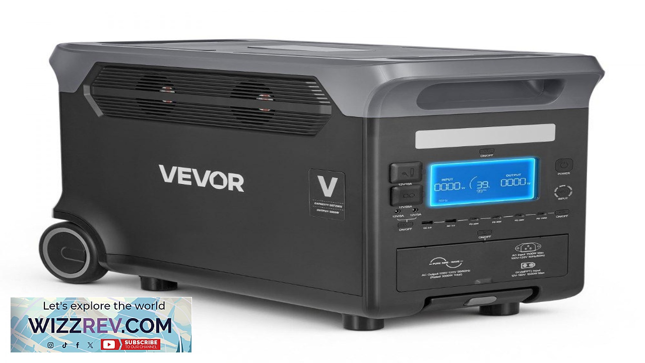 Thumbnail for VEVOR Portable Power Station 3000W Solar Generator Power Station 3072Wh LiFePO4 Battery
