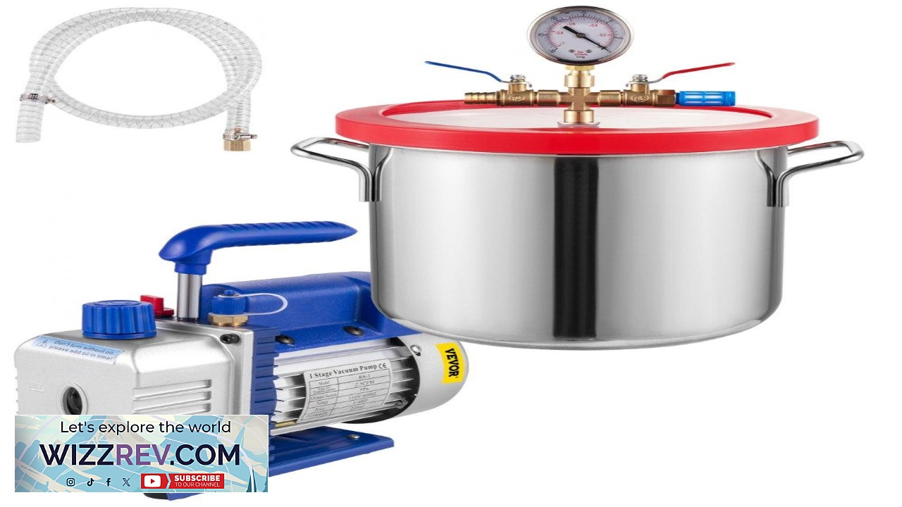 Thumbnail for VEVOR 1.5 Gallon Vacuum Degassing Chamber Kit Stainless Steel Degassing Chamber 5.7L