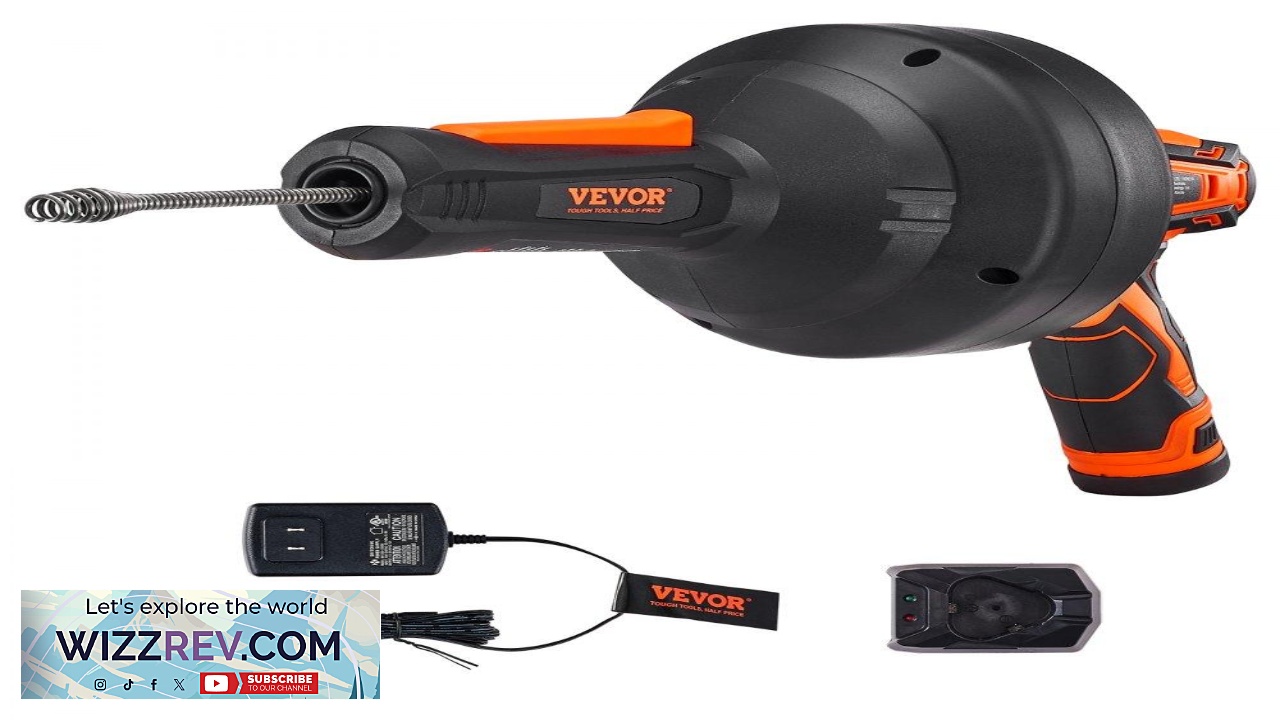 Thumbnail for VEVOR 12V Electric Drain Auger 25FT Cordless Plumbing Snake Auto Feed Pipeline