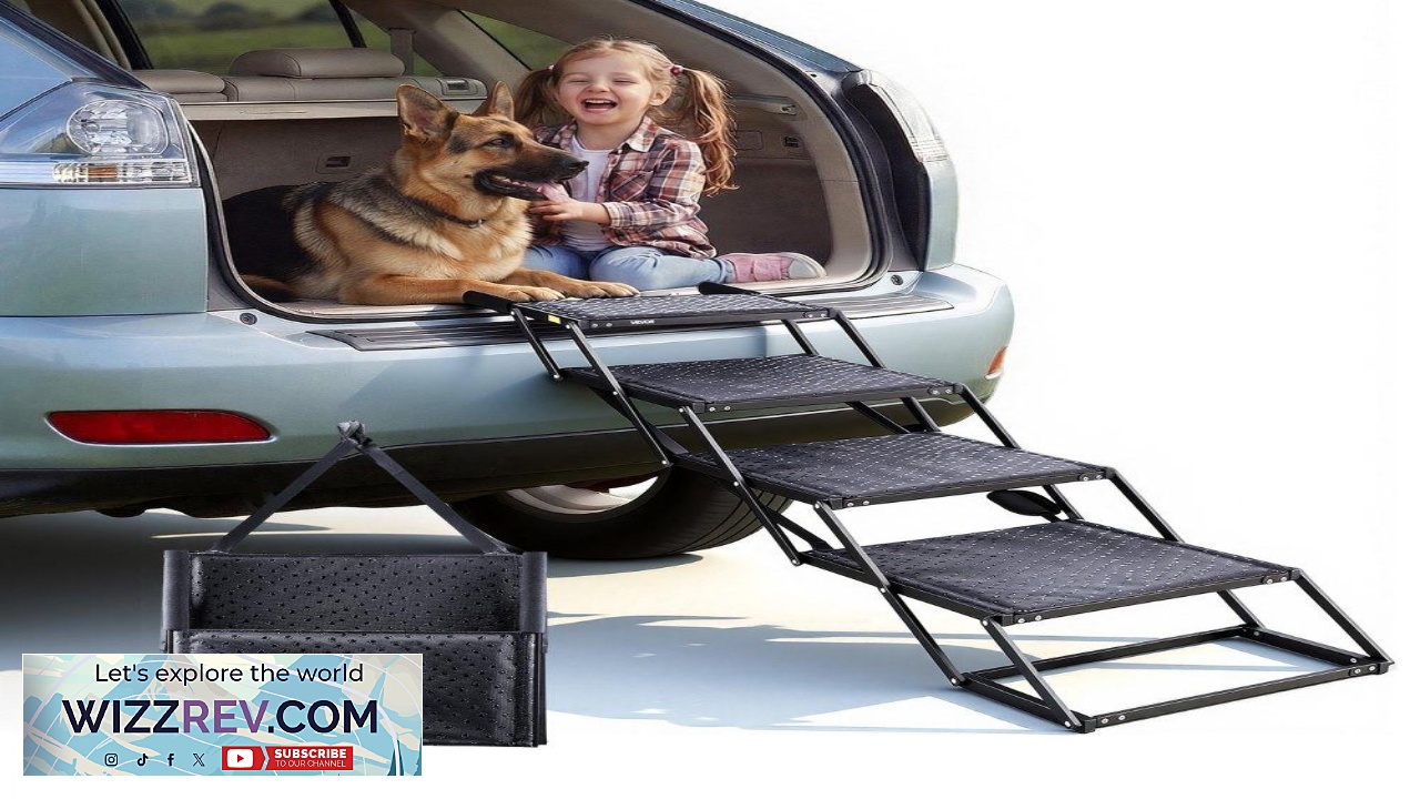 Thumbnail for VEVOR Dog Stairs for Car 4 Steps Extra Wide Foldable Dog Ramp
