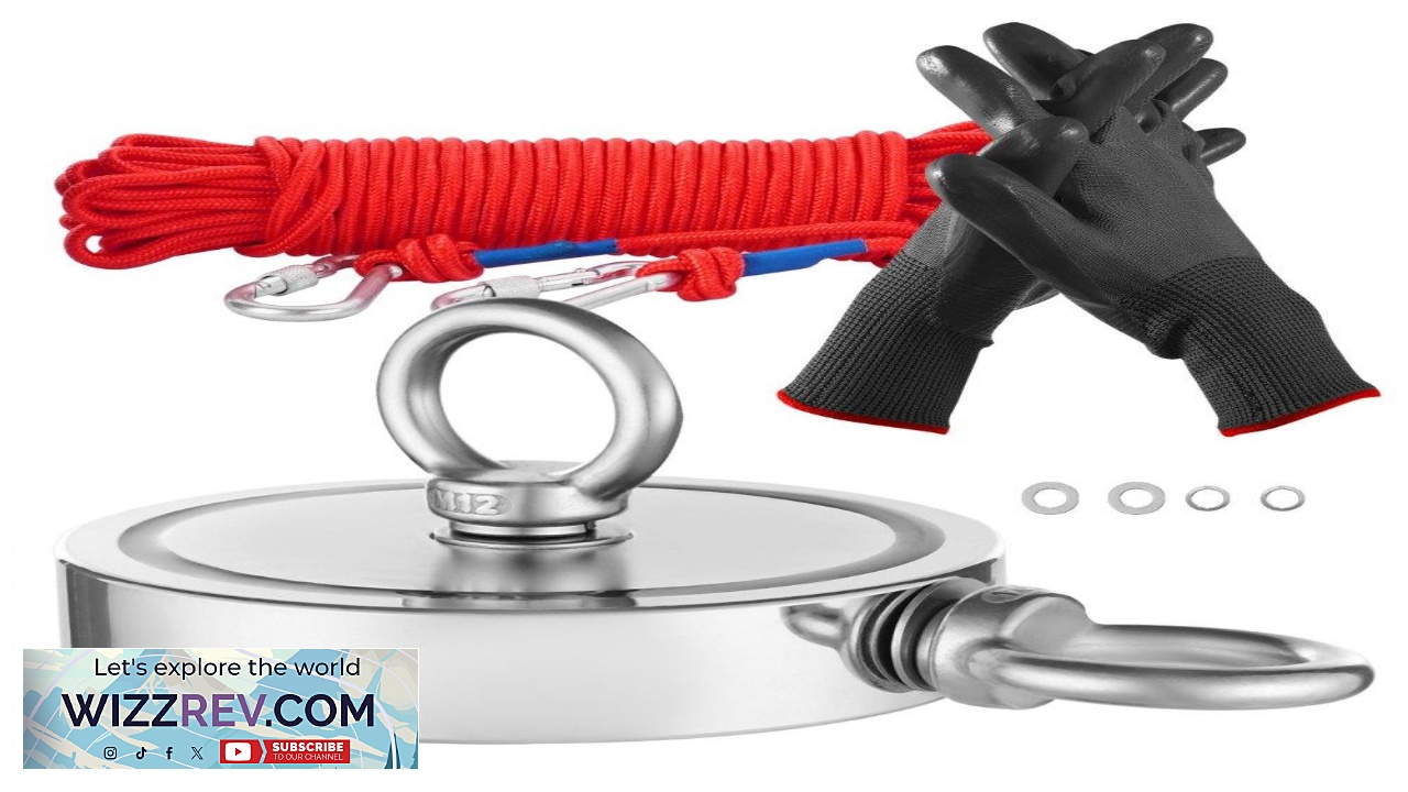 Thumbnail for VEVOR Magnetic Fishing Kit2000 LBS Double Sided Neodymium