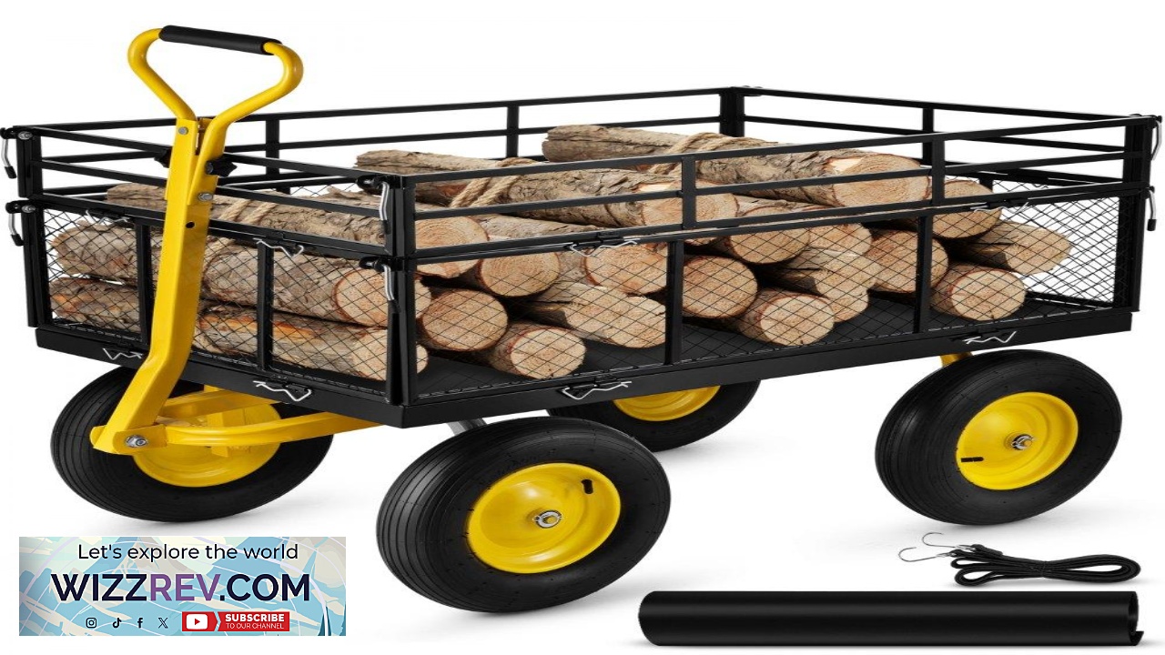 Thumbnail for VEVOR Steel Garden Cart Heavy Duty 1400 lbs Capacity with Removable Mesh