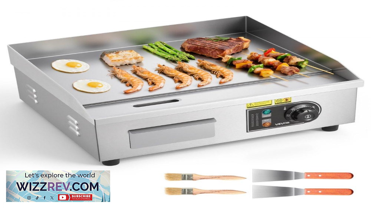 Thumbnail for VEVOR Commercial Electric Griddle 17.72 x 11.81 inch 1750W 122 570F Adjustable Temp