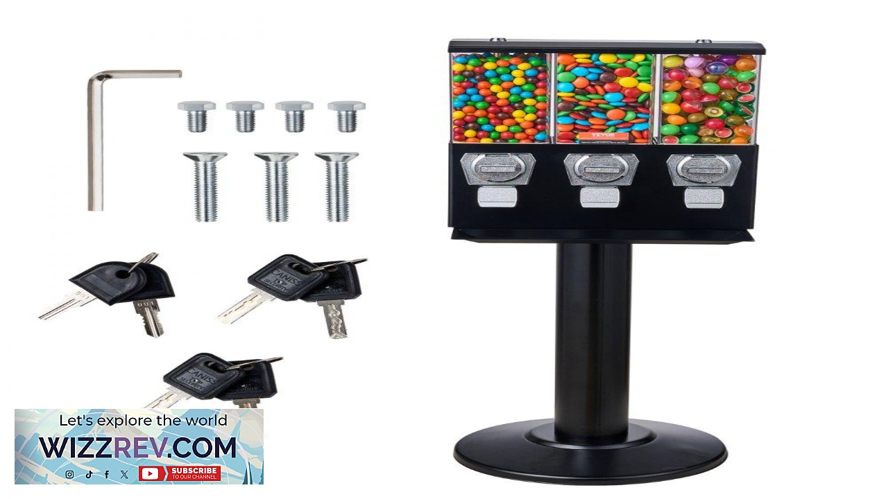 Thumbnail for VEVOR Commercial Vending Machine Triple Compartment Candy Dispenser with Iron Stand