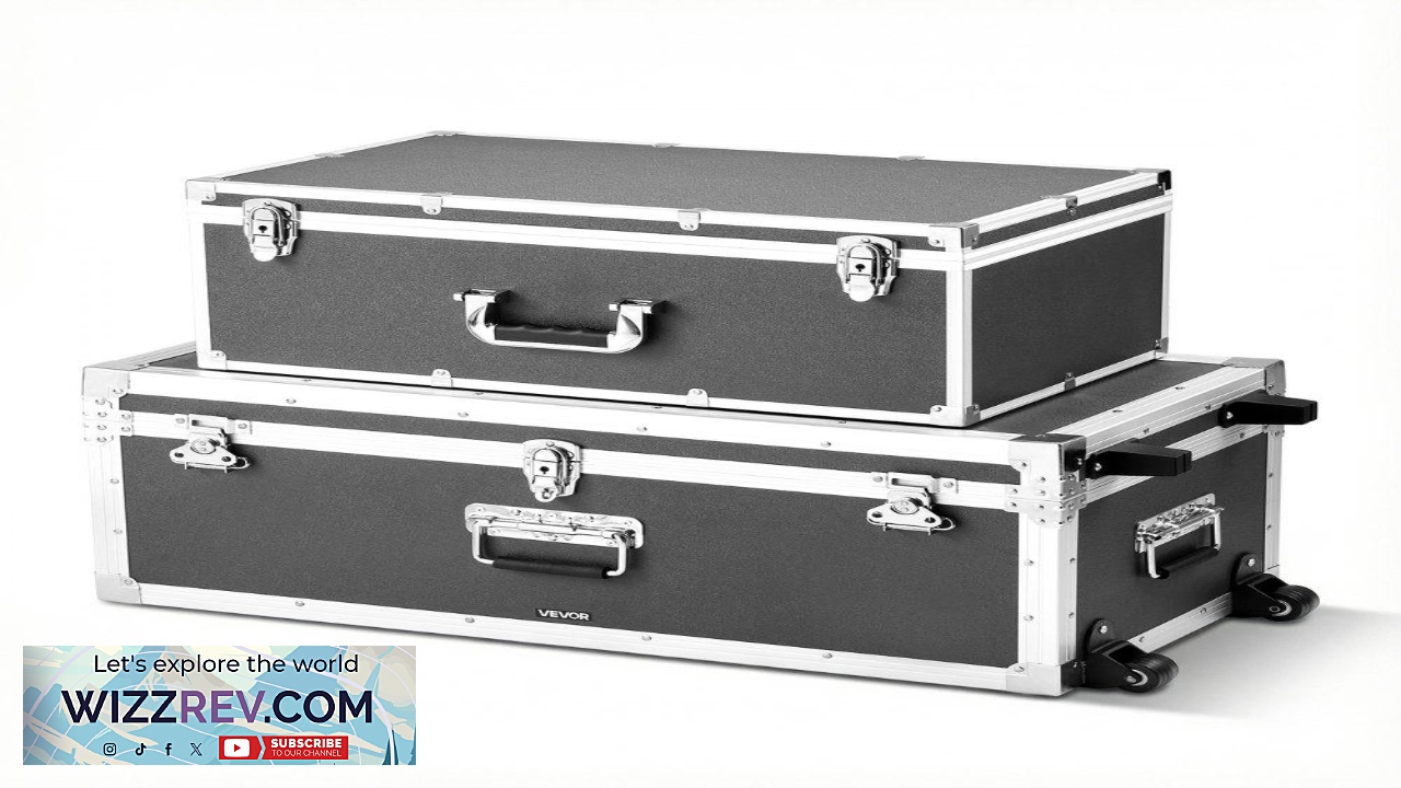 Thumbnail for VEVOR Metal Storage Trunk Set of 2 Wooden Suitcase Storage Boxes