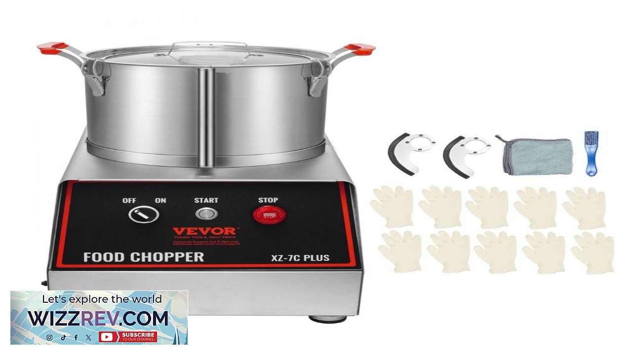 Thumbnail for VEVOR Food Processor & Vegetable Chopper 7 Quart Bowl 750W Food Grade Stainless