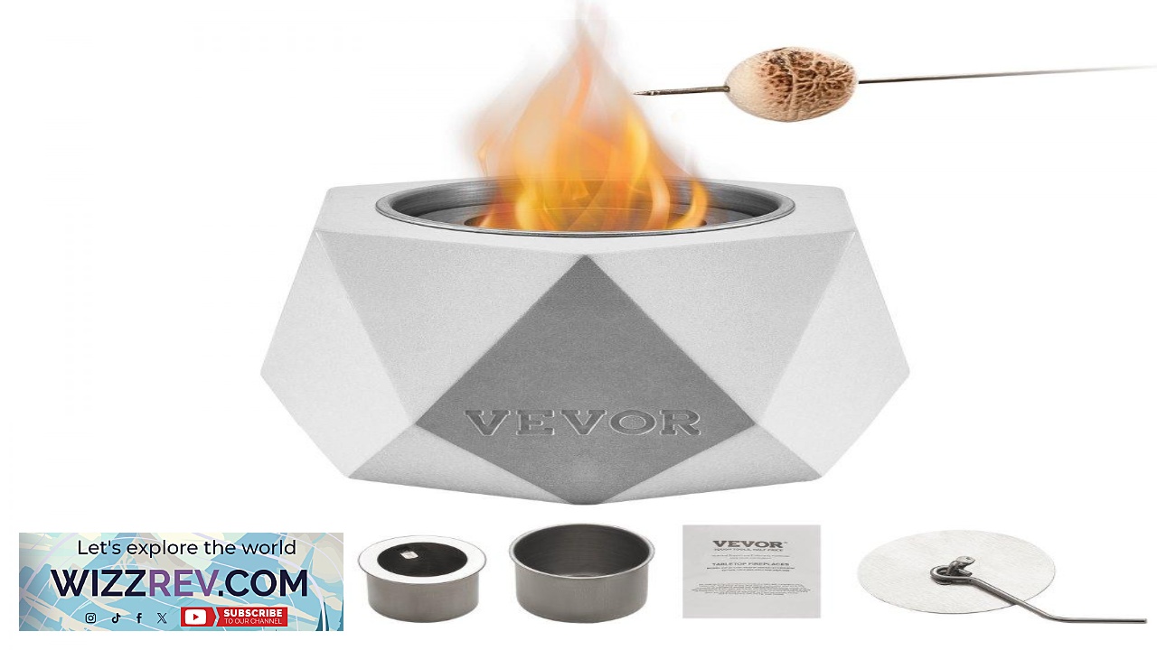 Thumbnail for VEVOR Tabletop Fire Pit Bowl Concrete Tabletop Fireplace Indoor Outdoor Decor Portable