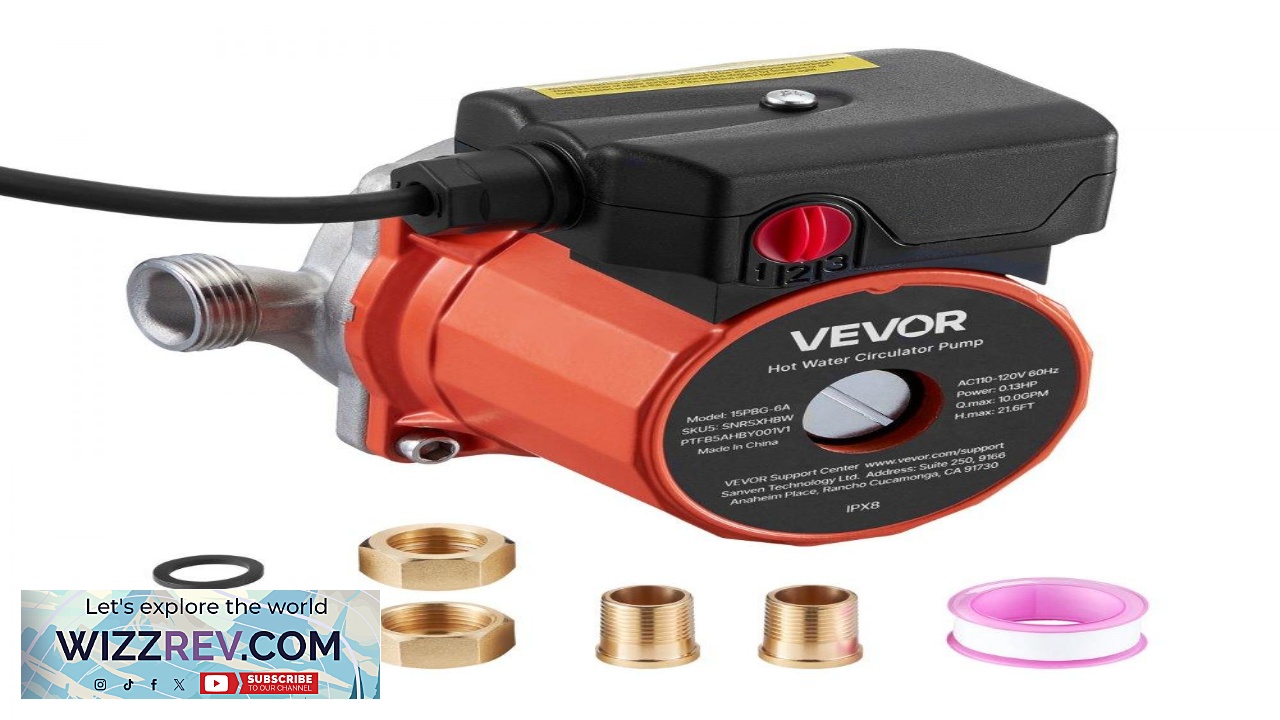 Thumbnail for VEVOR Hot Water Recirculating Pump 10 GPM Instant Circulation Circulator Pump System