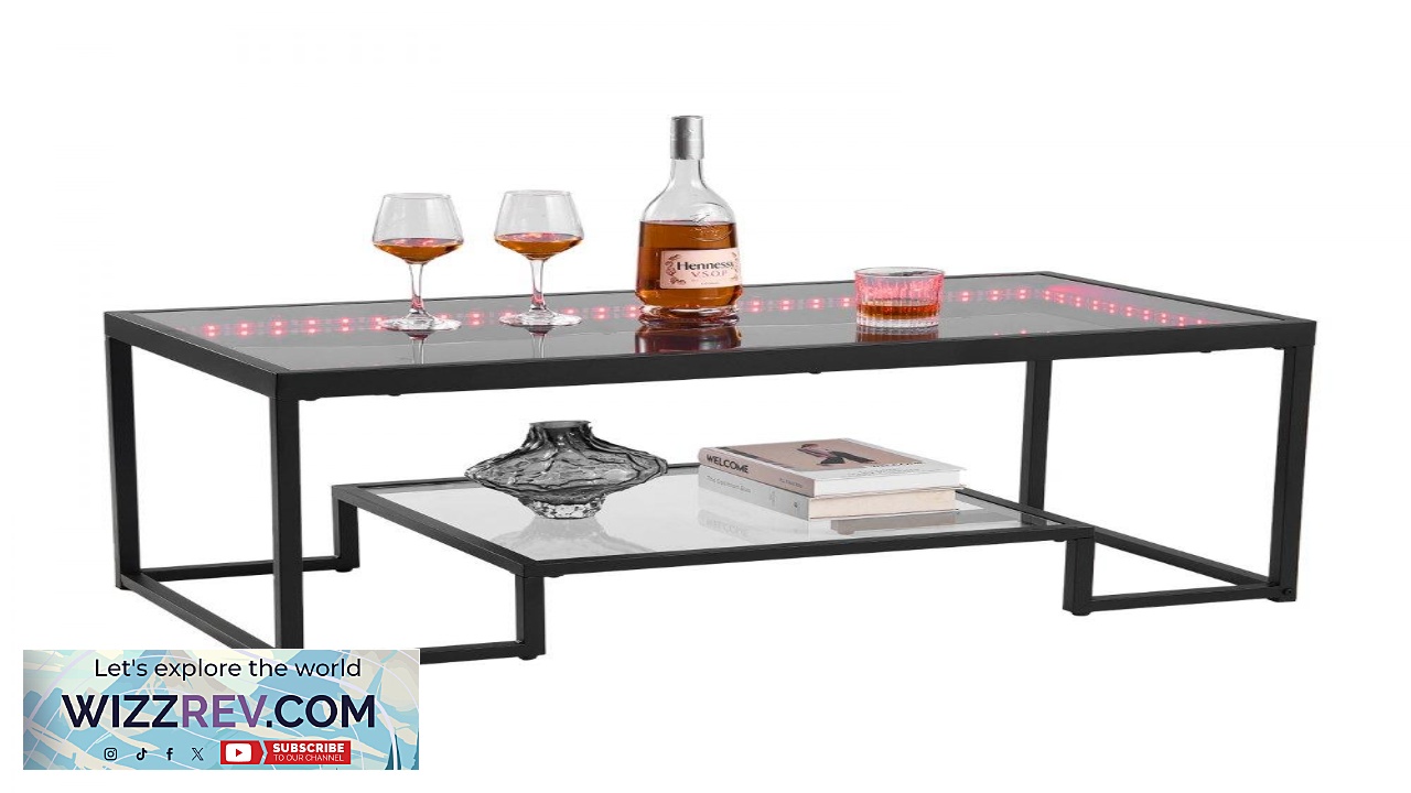 Thumbnail for VEVOR Coffee Table with Tempered Glass 2 Tier 100 lbs