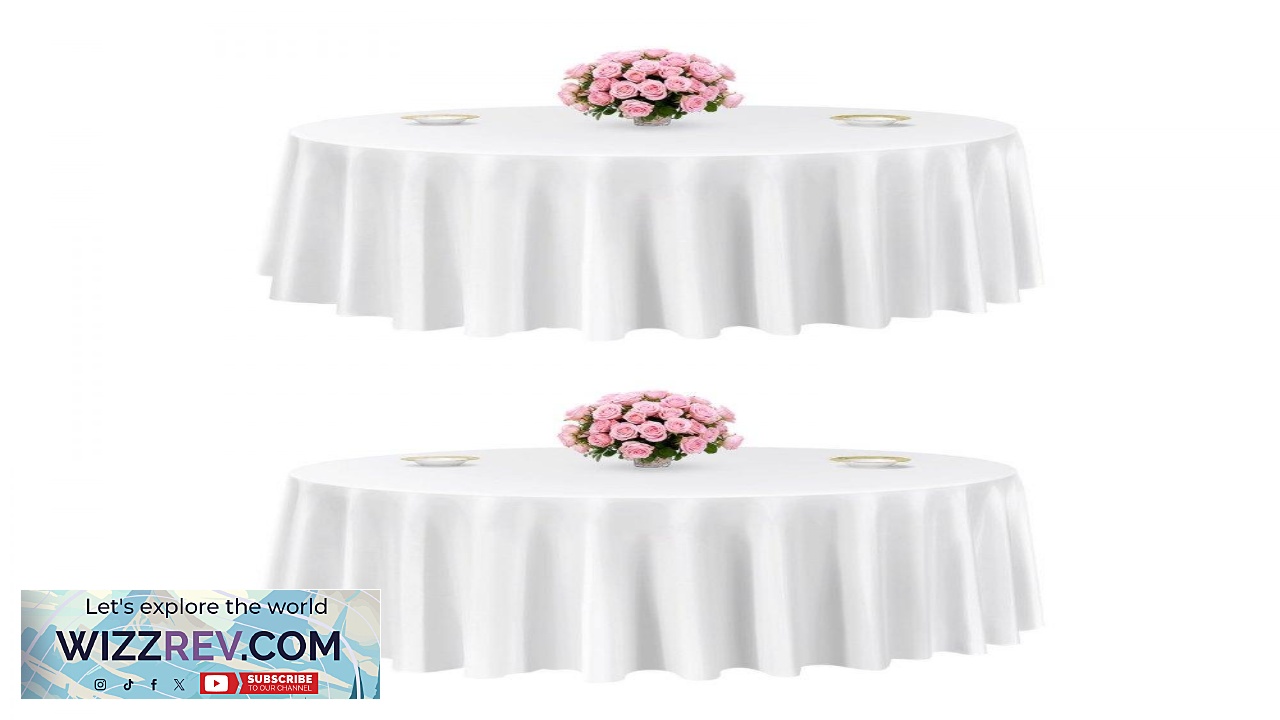 Thumbnail for VEVOR 120" White Round Tablecloths  2 Pack 120 Inches