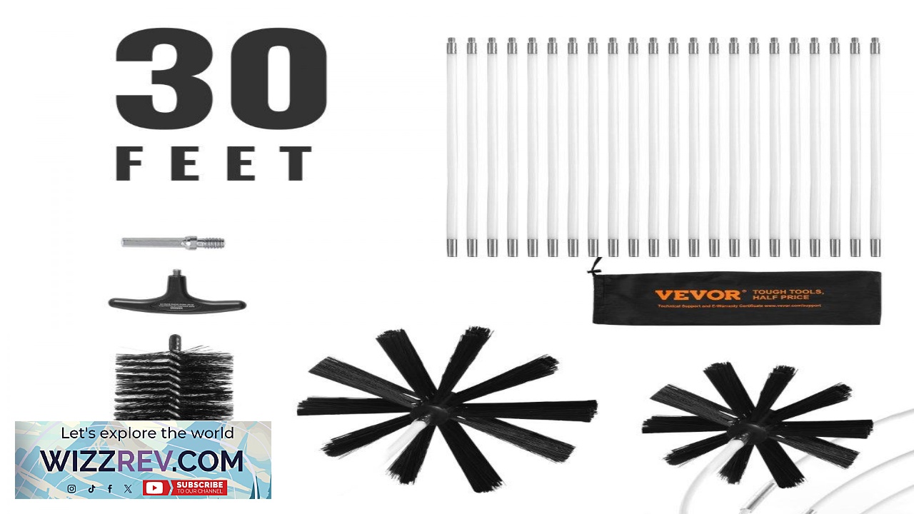 Thumbnail for VEVOR 22 Pieces 30 FEET Dryer Vent Cleaner Kit Include 3 Different