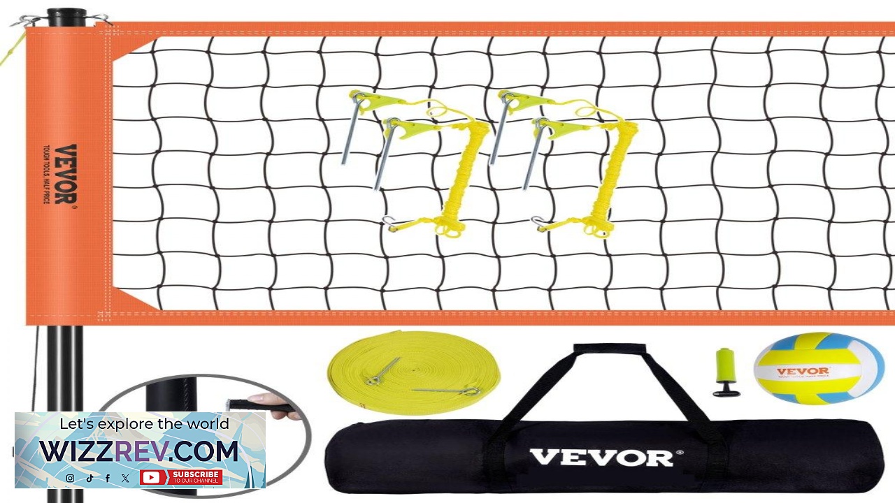 Thumbnail for VEVOR Outdoor Portable Volleyball Net System Adjustable Height Aluminum Poles Professional