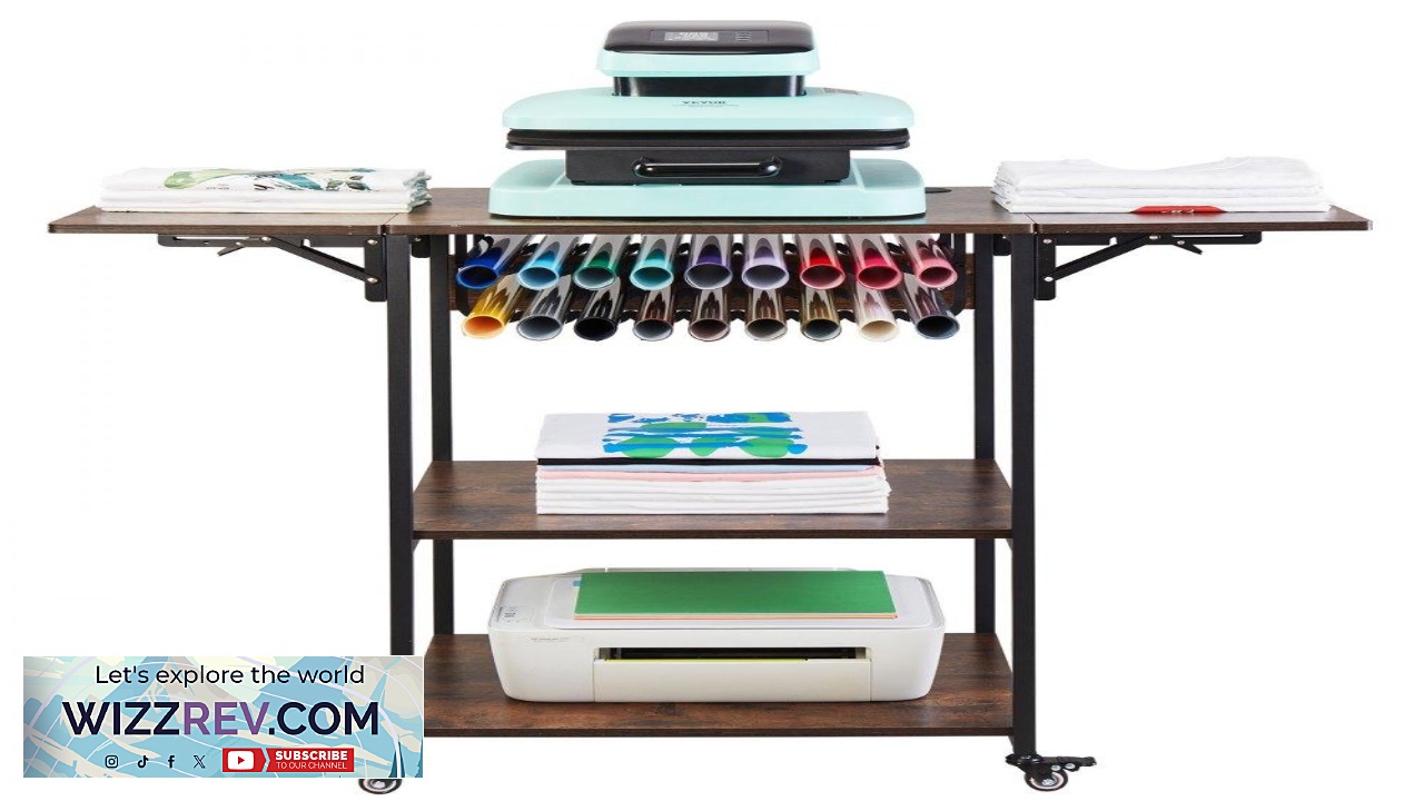 Thumbnail for VEVOR Heat Press Stand  3 Tier Foldable Table with Wheels