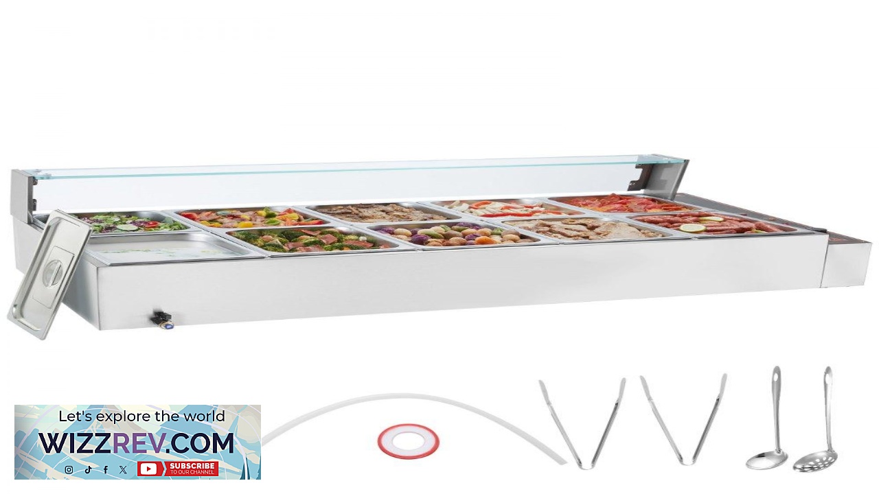 Thumbnail for VEVOR Commercial Countertop Steam Table 1700W 108QT Pans