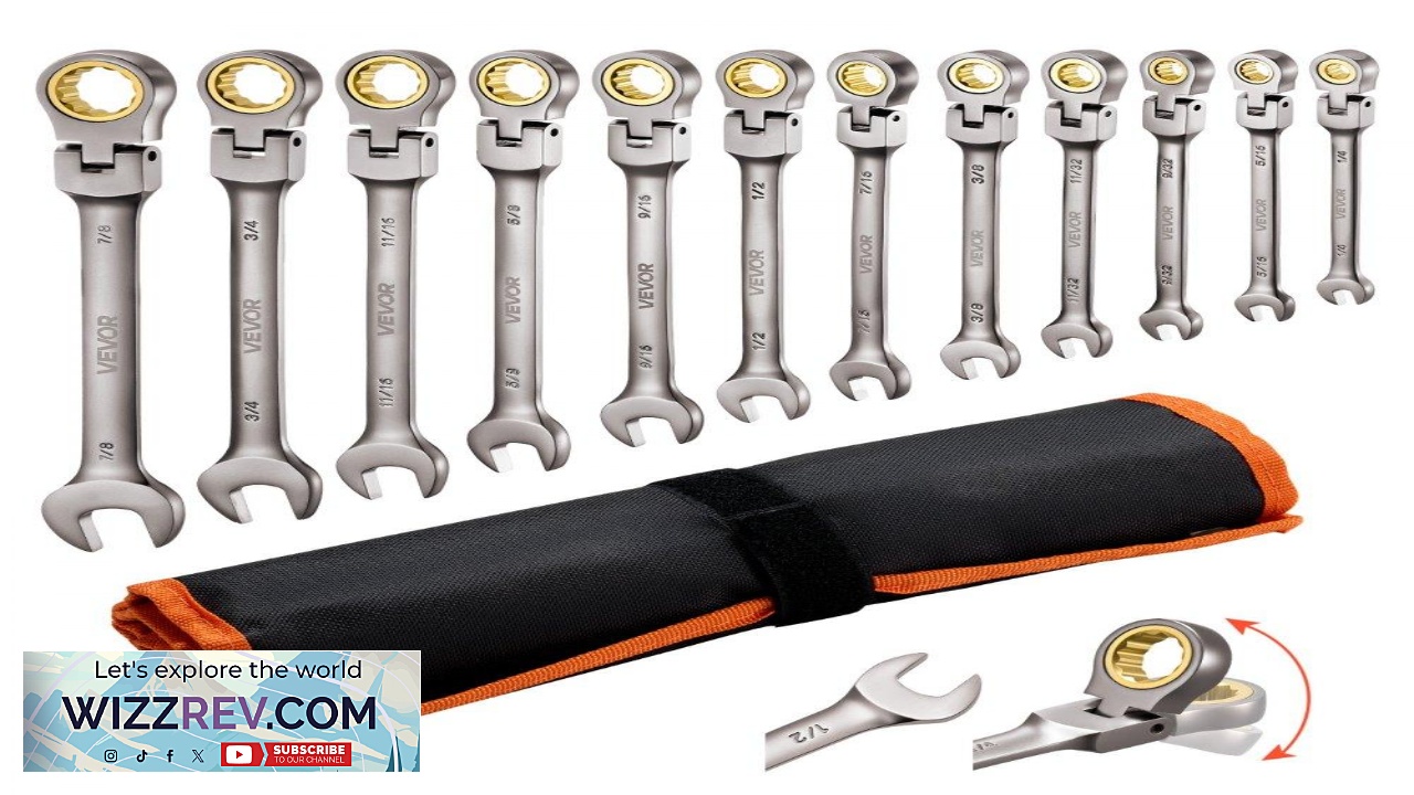 Thumbnail for VEVOR Ratcheting Flex Head Wrench Set  12pc 4.43 lbs Cr V