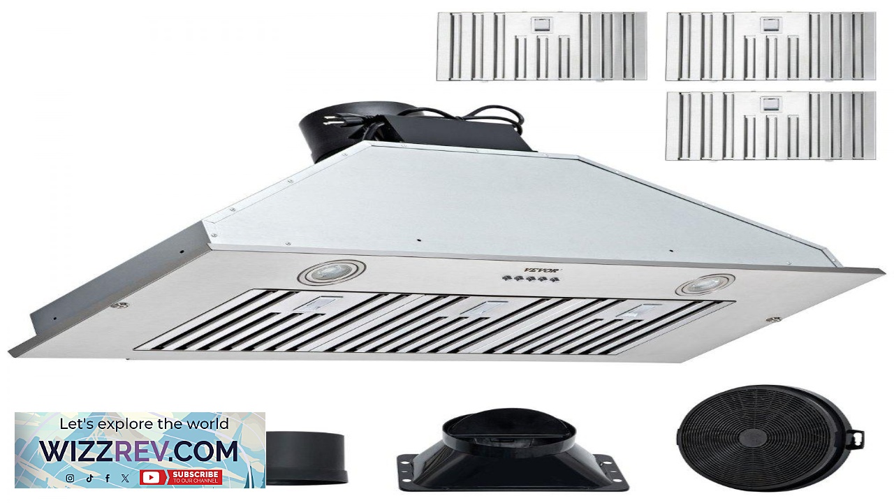 Thumbnail for VEVOR Insert Range Hood 800CFM 3 Speed 36 Inch Stainless Steel Built in Kitchen