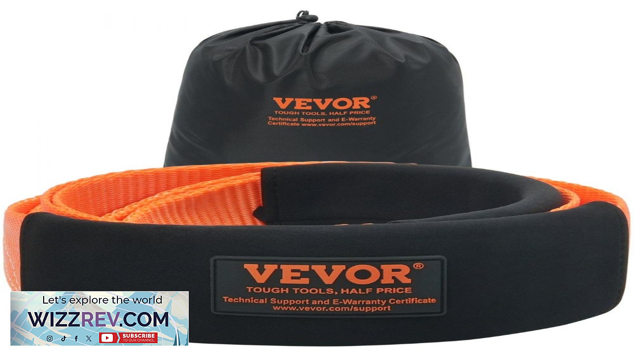 Thumbnail for VEVOR Recovery Tow Strap 3 inches 8 feet 36 000 lbs Break Strength