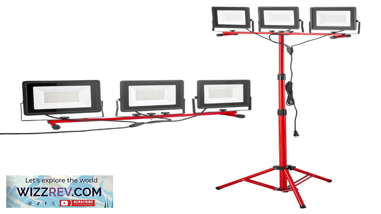 Thumbnail for VEVOR LED Work Light with Stand 15000 Lumens Three Head Portable Camping Light