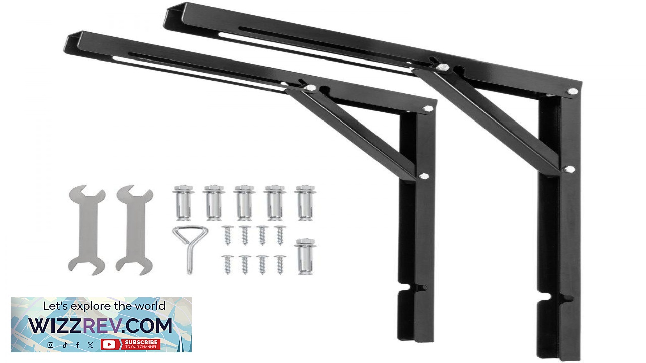Thumbnail for VEVOR Folding Shelf Brackets 24" 2pcs Heavy Duty Stainless Steel Collapsible Shelf