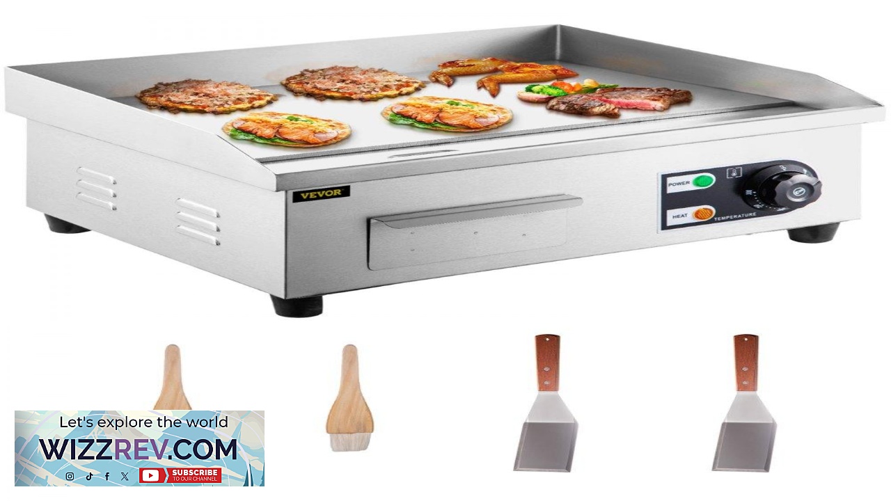 Thumbnail for VEVOR Commercial Electric Griddle 18" Teppanyaki Grill 1600W Electric Flat Top Grill