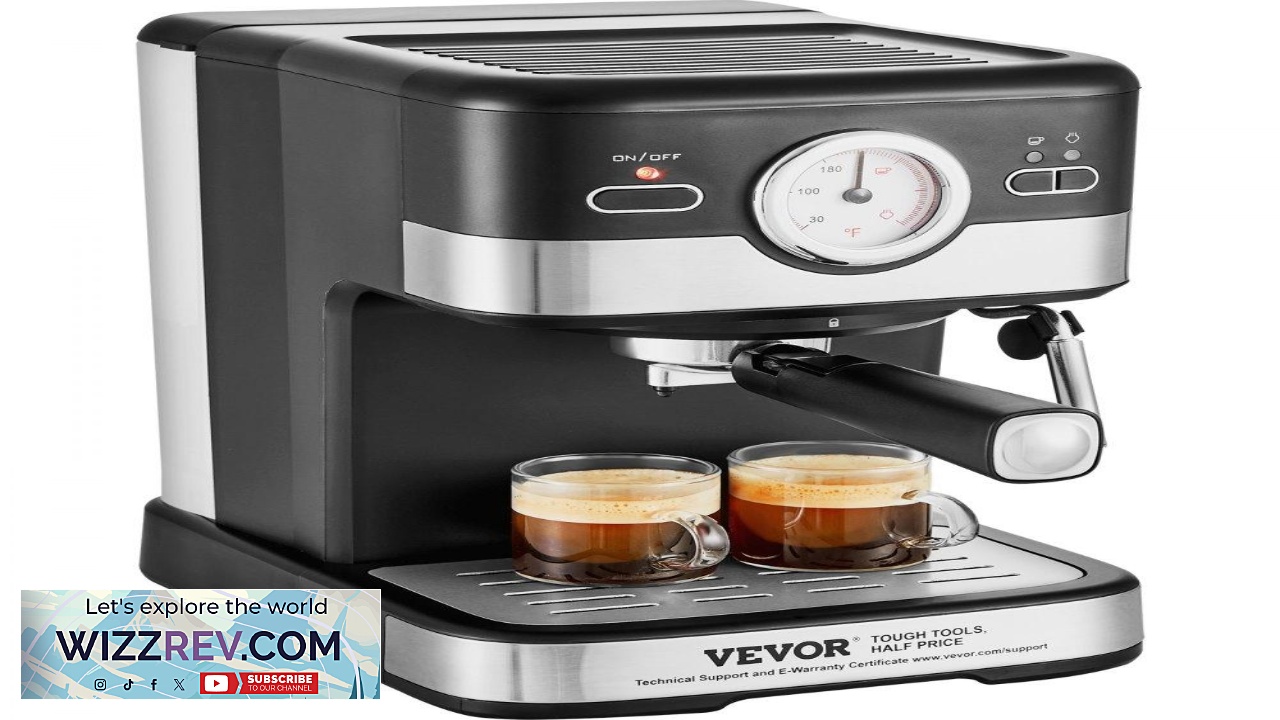 Thumbnail for VEVOR Espresso Machine 15 Bar Semi Automatic Espresso Maker with Milk Frother Steam