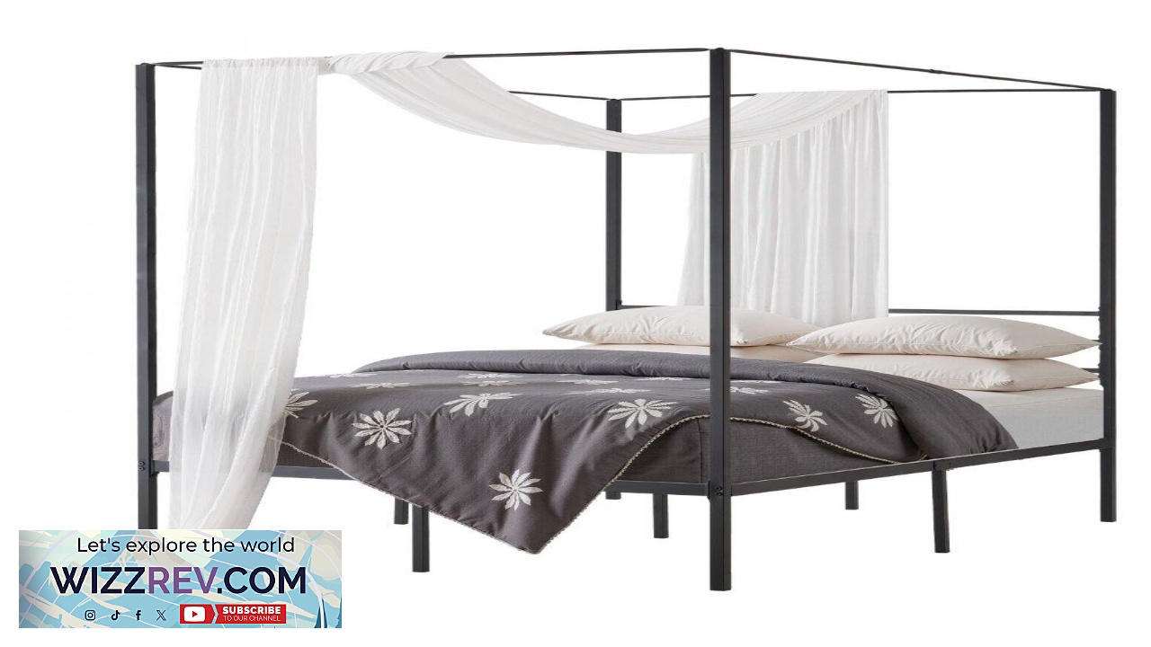 Thumbnail for VEVOR Black Metal Canopy Bed Frame  800 lbs Support