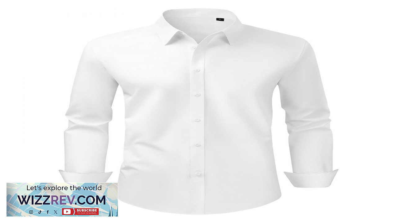 Thumbnail for VEVOR Men's White Long Sleeve Button Up Shirt  62% Cotton