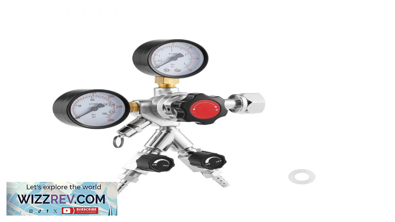 Thumbnail for VEVOR CO2 Regulator Dual Gauge Dual Valve Beer Keg Regulator 060 PSI Adjustable Pressure