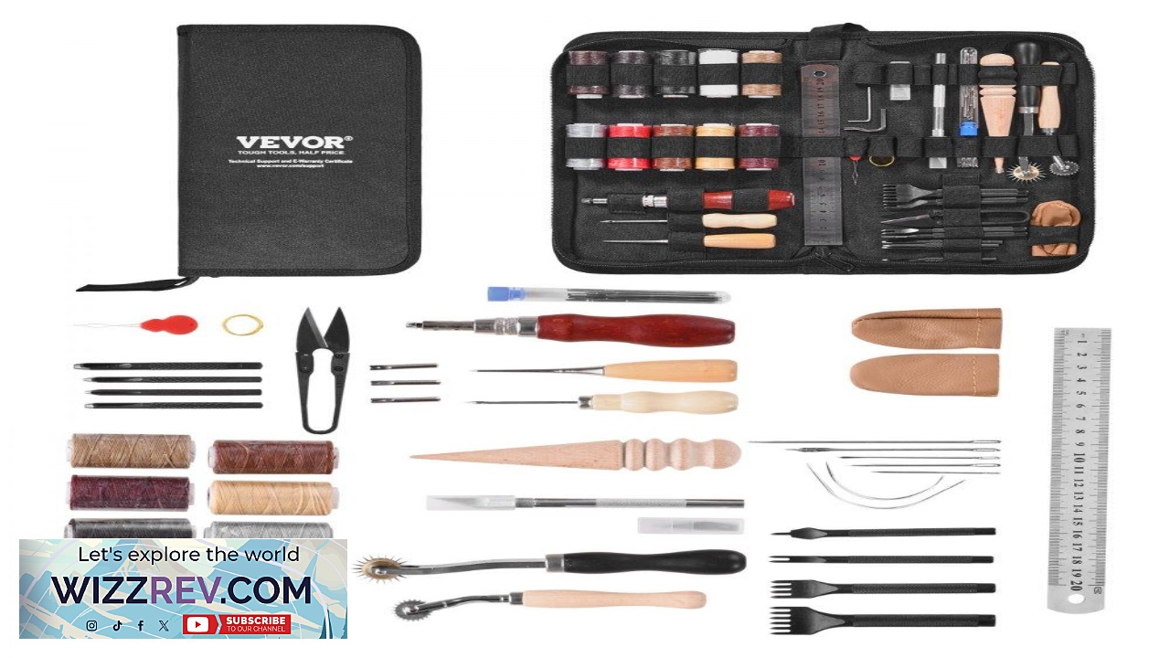 Thumbnail for VEVOR Leather Working Tools Kit  38 Pieces 50 Sewing