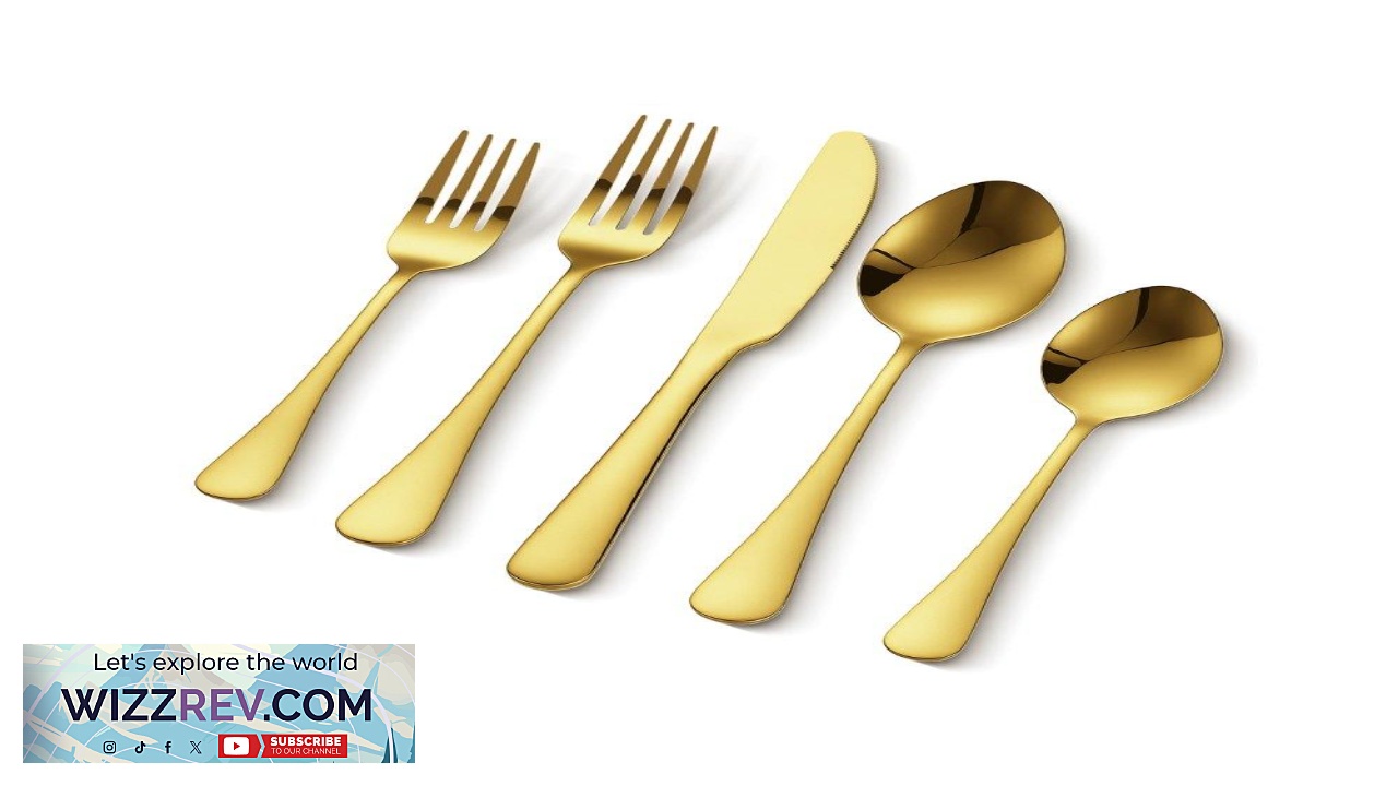 Thumbnail for VEVOR 60 Piece Gold Silverware Set Food Grade Stainless Steel Flatware Utensils for 12