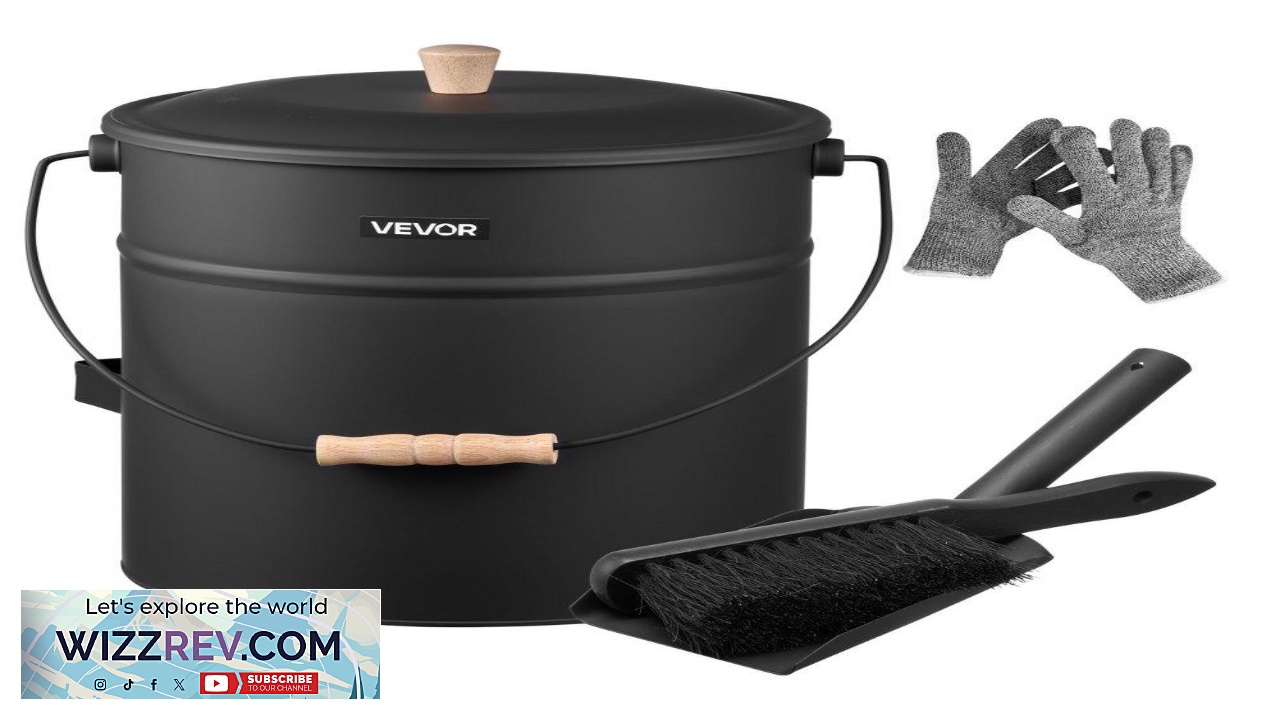 Thumbnail for VEVOR Ash Bucket 4 PCS with Lid Shovel Broom and Gloves Metal