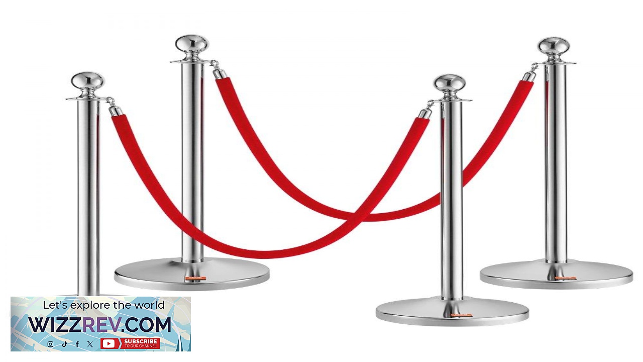 Thumbnail for VEVOR Stanchion Post with Velvet Rope 4 Pack Crowd Control Stanchion with 2PCS