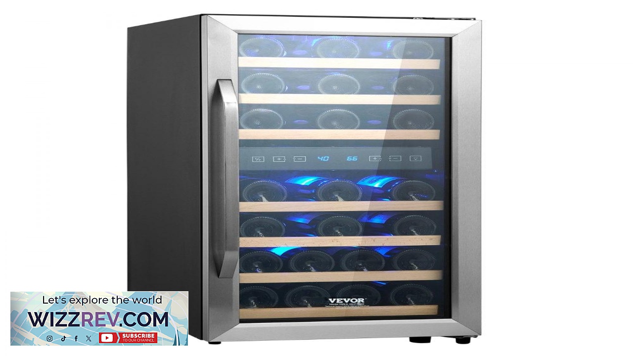 Thumbnail for VEVOR 33 Bottle Wine Cooler Dual Zone & Dual Temperature Wine Fridge Freestanding