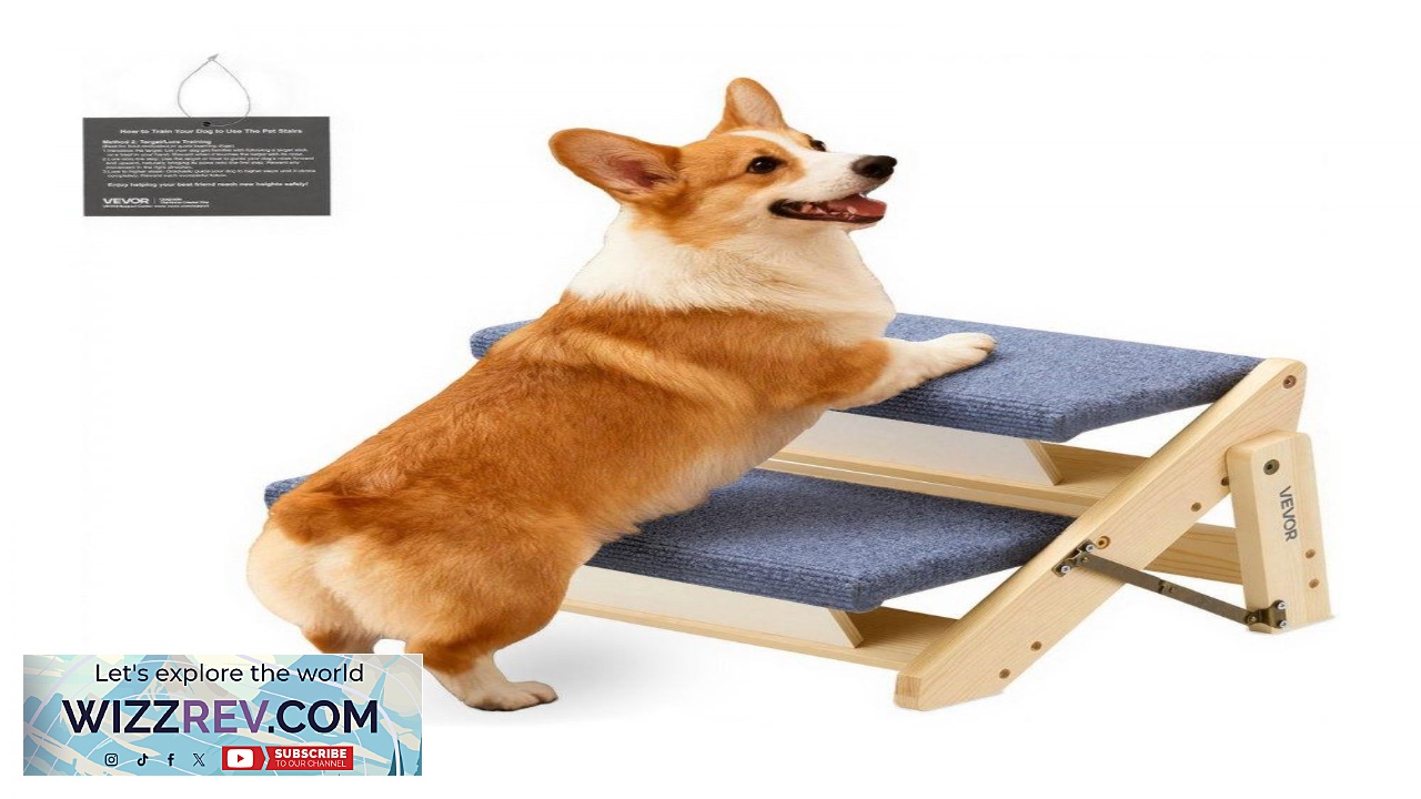 Thumbnail for VEVOR Wood Pet Stairs 2 Step Dog Stairs for Beds Sofa & Cars
