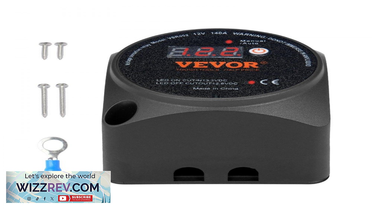 Thumbnail for VEVOR Dual Battery Isolator Kit 12V 140Amp Manual and Auto Modes VSR