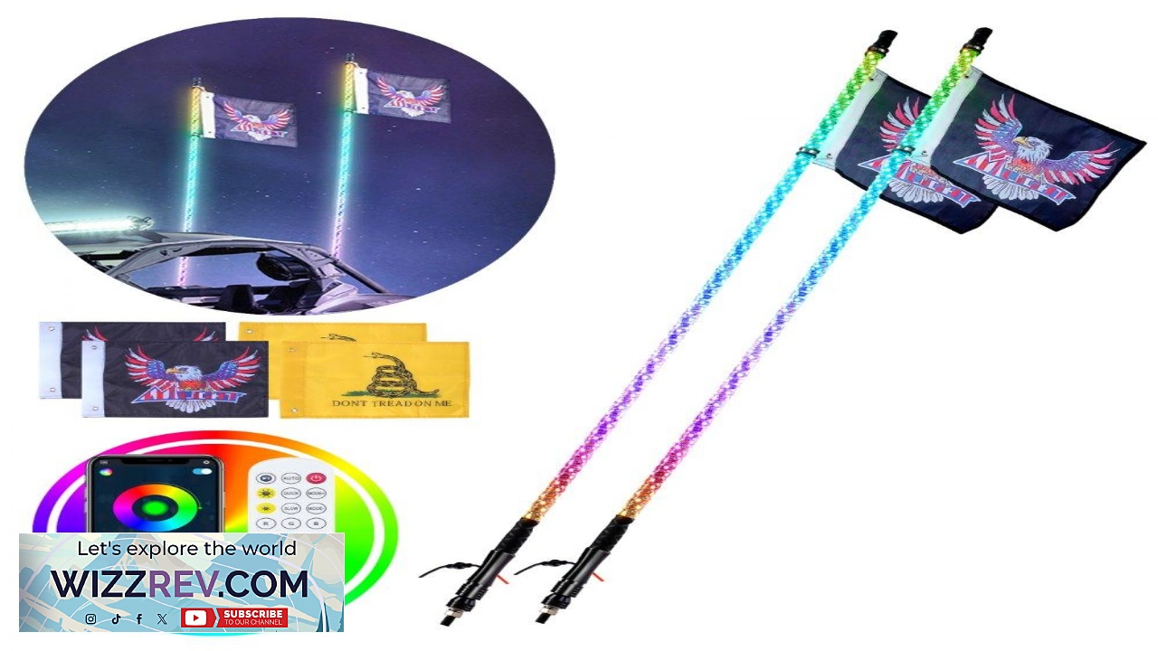 Thumbnail for VEVOR 2 PCS 4 FT Whip Light APP & RF Remote Control