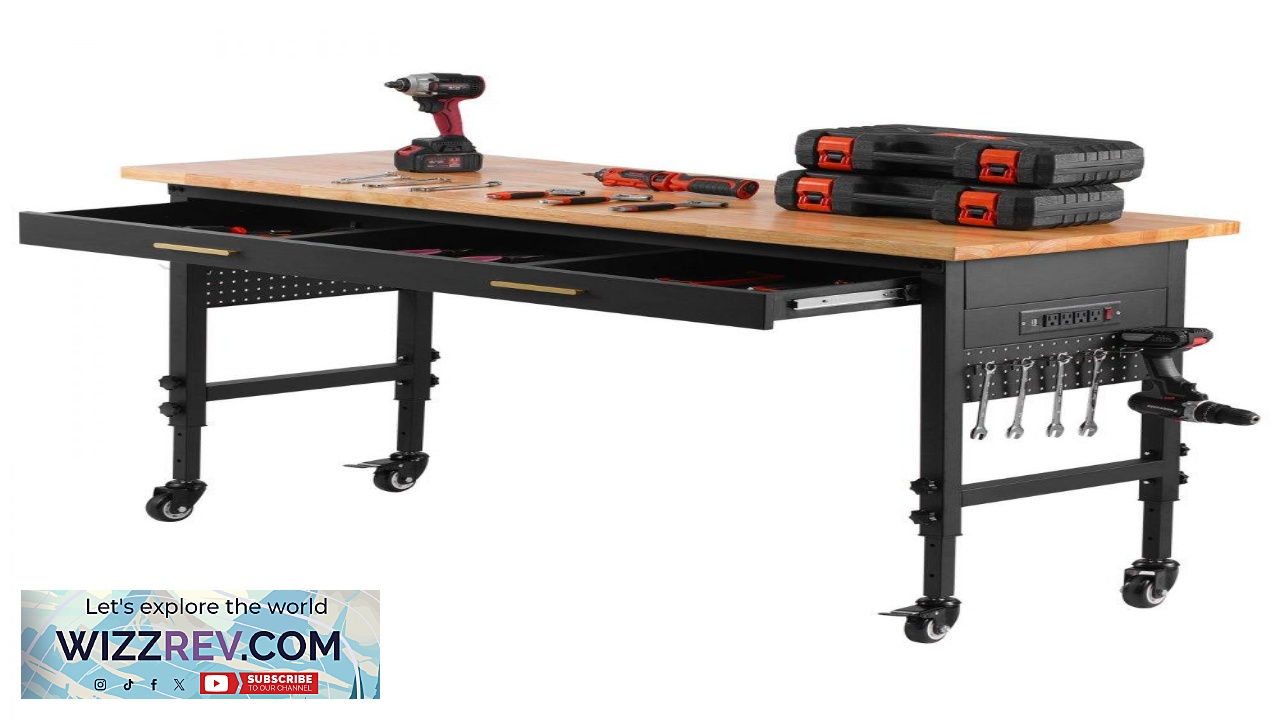 Thumbnail for VEVOR Workbench with Rollers  60" Adjustable Table