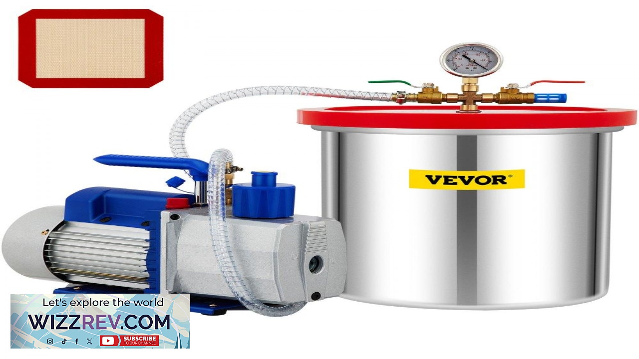 Thumbnail for VEVOR Vacuum Chamber with Pump 5 Gallon Chamber 7CFM 3 4 HP Dual