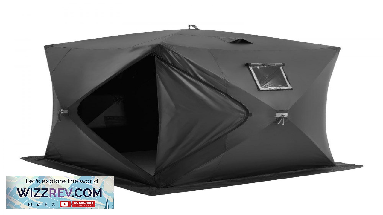 Thumbnail for VEVOR Portable Ice Shelter 3 4 Person Pop Up Ice Fishing Tent 35 Square
