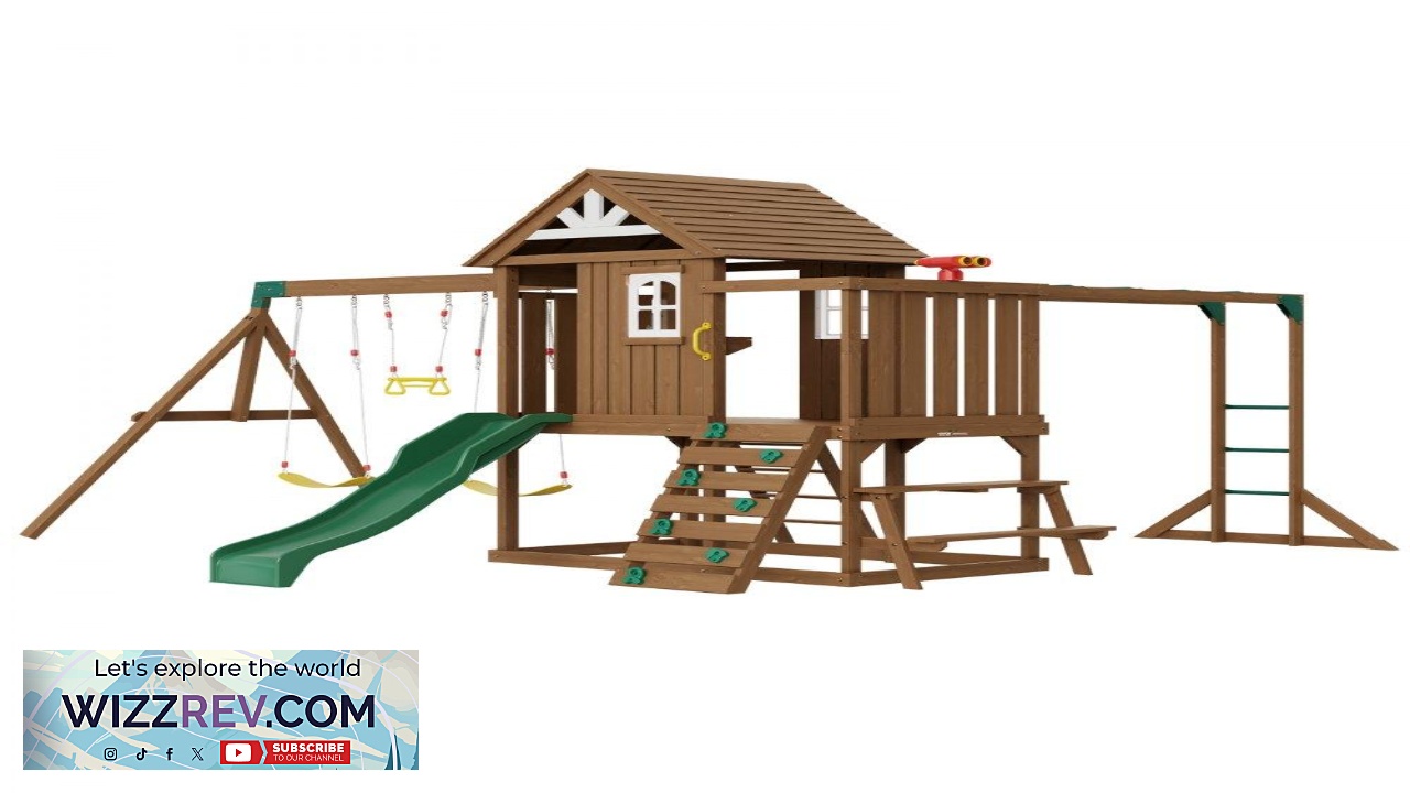Thumbnail for VEVOR Wooden Swing Set with Slide 10 IN 1 6 FT