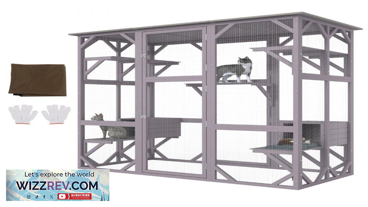 Thumbnail for VEVOR Cat House Outdoor 7 Tier Large Catio Cat Enclosure with 5 Platforms
