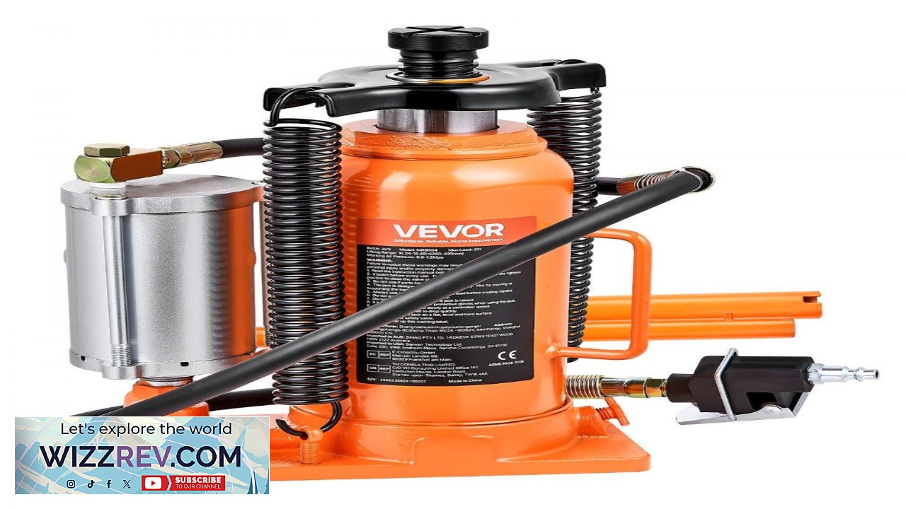 Thumbnail for VEVOR 20 Ton Pneumatic Bottle Jack  10.2 19.5 Inch Range
